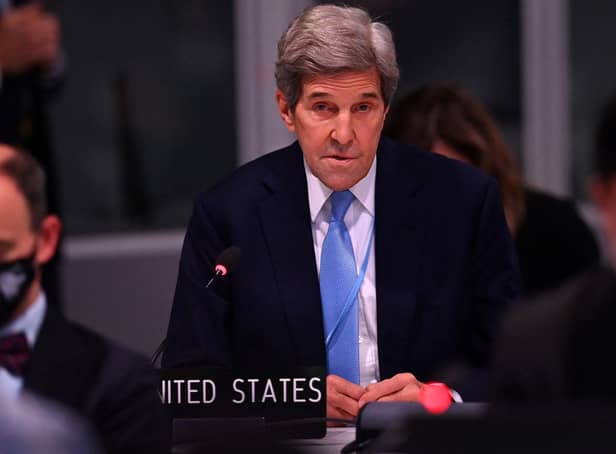 US special climate envoy John Kerry, seen here at the Cop26 climate summit in Glasgow last November, has said Vladimir Putin's invasion of Ukraine and the resulting disruption of oil and gas supplies has not wrecked international emissions goals agreed at the conference. Picture: Getty Images