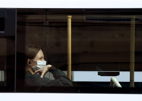 Face coverings will be mandatory on public transport from Monday. Picture: Lisa Ferguson.