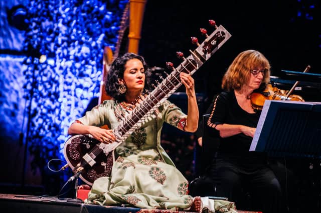 Anoushka Shankar performing with the Scottish Chamber Orchestra at the Glasgow Royal Concert Hall for Celtic Connections 2022. PIC: Gaelle Beri