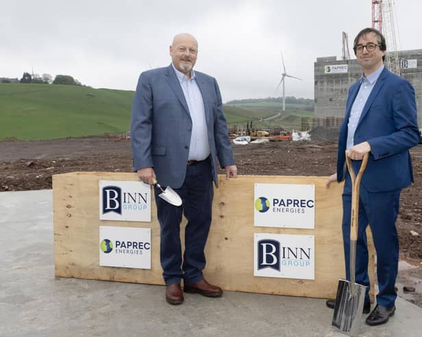 Allan MacGregor, CEO of Binn Group, with Sebastien Petithuguenin, CEO of Paprec Energies. Picture: Graeme Hart