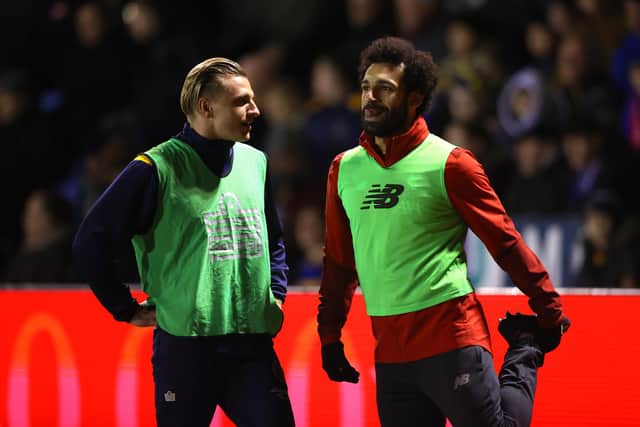 Noising up Mo Salah during Shrewsbury Town's FA Cup clash with Liverpool.