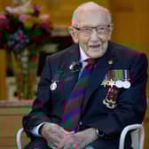 Captain Sir Tom Moore in Marston Moretaine. A celebration of his life is to take place on April 30, on what would have been his 101st birthday.