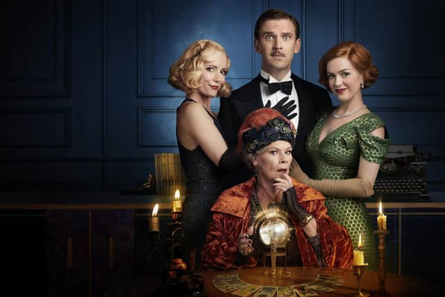 Judi Dench as Madame Arcati, Leslie Mann as Elvira Condomine, Dan Stevens as Charles Condomine and Isla Fisher as Ruth Condomine.