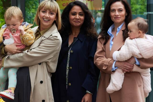 Maternal follows three mothers as they go back to work in the NHS after maternity leave, starring Lisa McGrillis, Parminder Nagra and Lara Pulver. Pic: ITV studios
