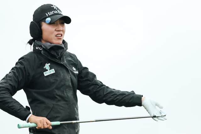 Olympic champion Lydia Ko pictured during the worst of the weather in first round of ISPS HANDA Women's Scottish Open at Dundonald Links. Picture: Luke Walker/ISPS HANDA Women's Scottish Open