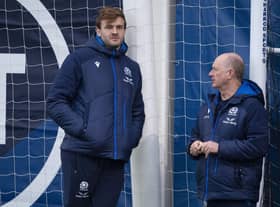 Richie Gray with Dr James Robson, Scottish Rugby’s chief medical officer.  (Photo by Ross MacDonald / SNS Group)