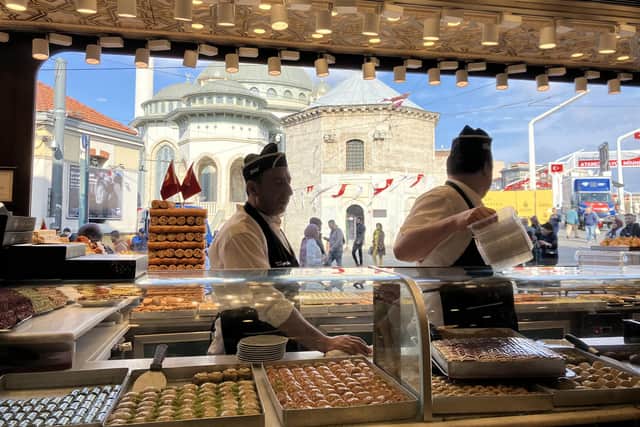 Baklava and pastries at Sutis Taksim bakery and restaurant, Istanbul. Pic: J Christie