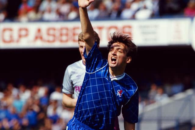 Chelsea player Pat Nevin in action during a League Division One match between Chelsea and Sheffield Wednesday at Stamford Bridge on August 15, 1987 in London, England. (Photo by Simon Bruty/ Allsport/Getty Images)