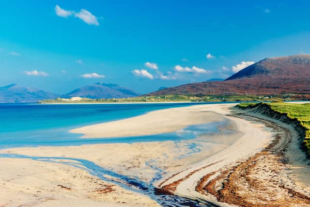 Luskentyre Beach on the Isle of Harris. Plans to build eight glamping pods by the dunes of the world-famous beach have now been withdrawn.