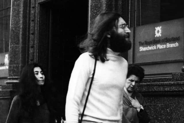 John Lennon and Yoko Ono in Shandwick Place in Edinburgh. The member of The Beatles brought his wife Yoko Ono to Edinburgh in the late 1960s after spending many happy childhood summers in the capital. PIC: Contributed.
