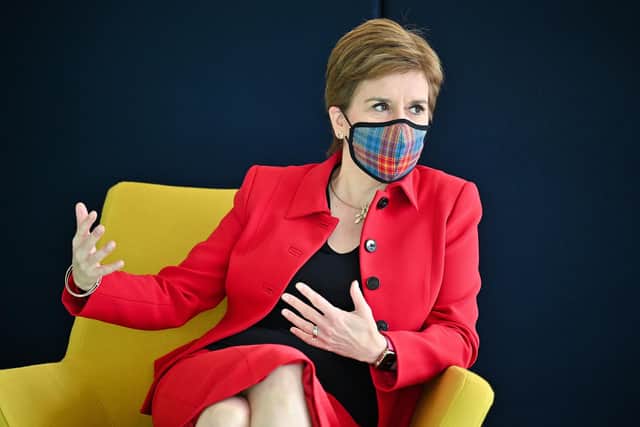 First Minister Nicola Sturgeon meets staff at the new offices of Social Security Scotland during a visit to mark a significant jobs announcement. Picture: Jeff J Mitchell/Getty Images