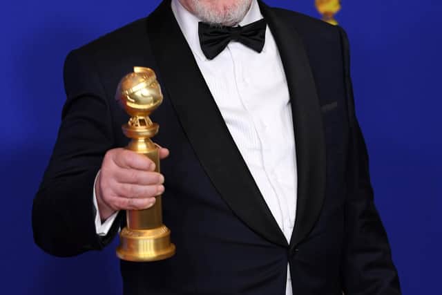 Brian Cox winning the Best Performance by an Actor in a Television Series for Succession at the 77th Annual Golden Globe Awards, in LA, 2020.
