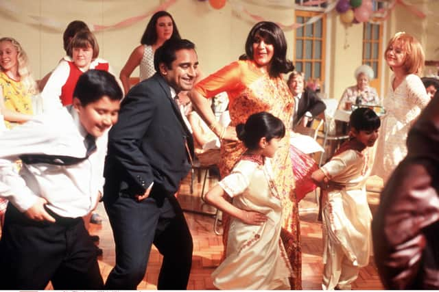 Syal with actor husband Sanjeev Bhaskar in the film adaptation of her book Anita and Me, 2002. Pic: BBC/Film Council/Kobal/Shutterstock