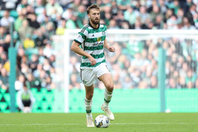 Celtic's Nat Phillips is a doubt for the trip to Livingston after missing the midweek defeat to Feyenoord in the Champions League.  (Photo by Ross MacDonald / SNS Group)