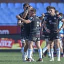 Mixed emotions at full-time for Glasgow Warriors players Sione Tuipulotu (hidden), Duncan Weir (23) and Jamie Dobie after the 40-34 loss to Vodacom Bulls at Loftus Versfeld. Weir's late penalty ensured Glasgow left with two bonus points.  (Photo by David Gibson/Fotosport/Shutterstock)