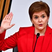 Nicola Sturgeon takes the oath before giving evidence to the Holyrood committee set up to investigate the Scottish government's handling of complaints made about Alex Salmond (Picture: Jeff J Mitchell/pool/AFP via Getty Images)
