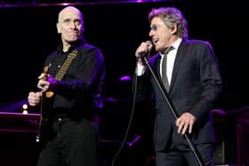 Wilko Johnson (left) with Roger Daltrey performing on stage during the Teenage Cancer Trust series of charity gigs, at the Royal Albert Hall, in London. Picture: PA