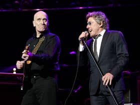 Wilko Johnson (left) with Roger Daltrey performing on stage during the Teenage Cancer Trust series of charity gigs, at the Royal Albert Hall, in London. Picture: PA