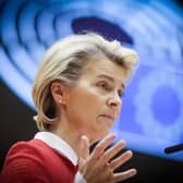 European Commission president Ursula von der Leyen delivers a speech during the debate on EU-UK trade and co-operation agreement. Picture: Oliver Hoslet/POOL/AFP via Getty Images