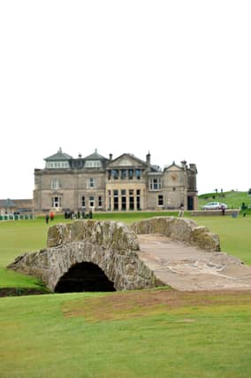 ST ANDREWS;
SWILKEN BRIDGE, with clubhouse in background
photo; WALTER NEILSON