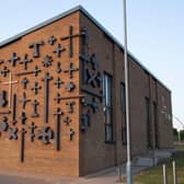 St Rollox Church in Sighthill, Glasgow which has been adorned with 77 crosses fashioned out of concrete by prizewinning sculptor Michael Visocchi.