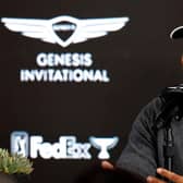 Tiger Woods during a press conference prior to The Genesis Invitational at Riviera Country Club in Pacific Palisades, California. Picture: Ronald Martinez/Getty Images.