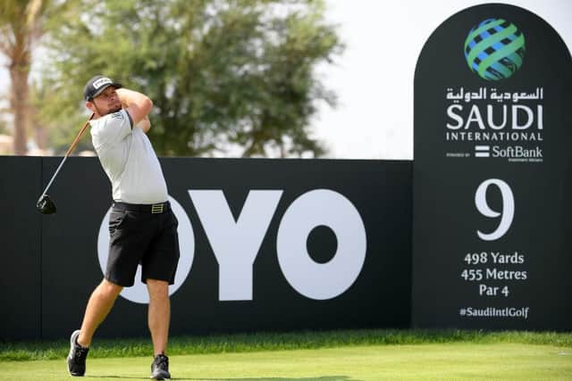 Tyrrell Hatton in action during a practice round prior of the Saudi International powered by SoftBank Investment Advisers at Royal Greens Golf and Country Club in King Abdullah Economic City. Picture: Ross Kinnaird/Getty Images.
