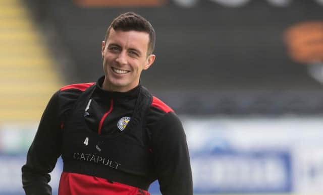 St Mirren captain Joe Shaughnessy in buoyant mood during a training session ahead of Sunday's Scottish Cup semi-final against St Johnstone. (Photo by Craig Foy / SNS Group)
