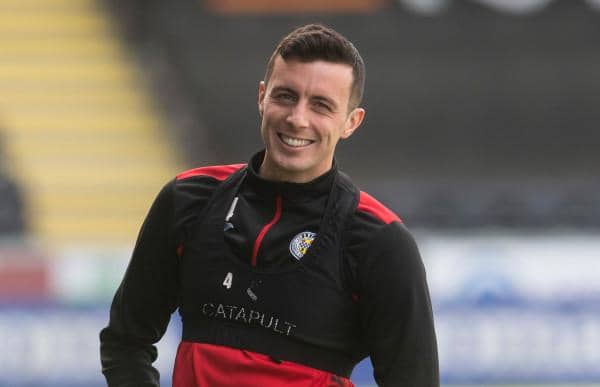 St Mirren captain Joe Shaughnessy in buoyant mood during a training session ahead of Sunday's Scottish Cup semi-final against St Johnstone. (Photo by Craig Foy / SNS Group)