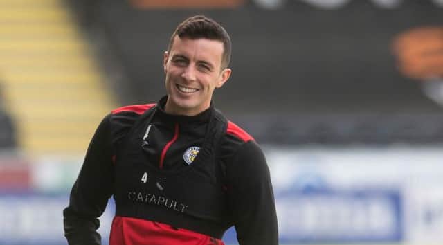 St Mirren captain Joe Shaughnessy in buoyant mood during a training session ahead of Sunday's Scottish Cup semi-final against St Johnstone. (Photo by Craig Foy / SNS Group)
