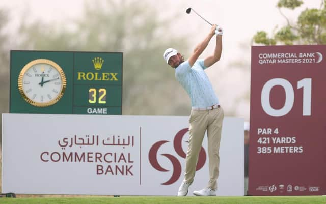 Scott Jamieson plays his tee shot on the first hole during the second round of the Commercial Bank Qatar Masters at Education City Golf Club in Doha. Picture: Richard Heathcote/Getty Images.