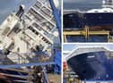 Twenty-five people were injured when a ship tipped over in a dry dock in Leith on Wednesday morning, the Scottish Ambulance Service said.