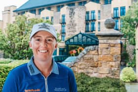 Gemma Dryburgh proudly shows off the new logo on her hat after becoming the first brand ambassador for the Old Course Hotel, Golf Resort & Spa. Picture: Old Course Hotel, Golf Resort & Spa.