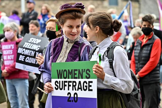 A demonstration organised by the Women Won't Wheesht campaign group in Edinburgh earlier this month (Picture: Jeff J Mitchell/Getty Images)