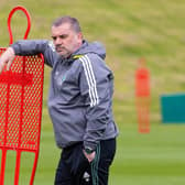 Ange Postecoglou takes Celtic training in preparation for Wednesday's trip to Hibs. (Photo by Craig Williamson / SNS Group)