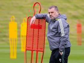 Ange Postecoglou takes Celtic training in preparation for Wednesday's trip to Hibs. (Photo by Craig Williamson / SNS Group)