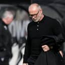 Dunfermline manager John Hughes at full time after the defeat to Queen's Park which confirmed relegation. (Photo by Sammy Turner / SNS Group)