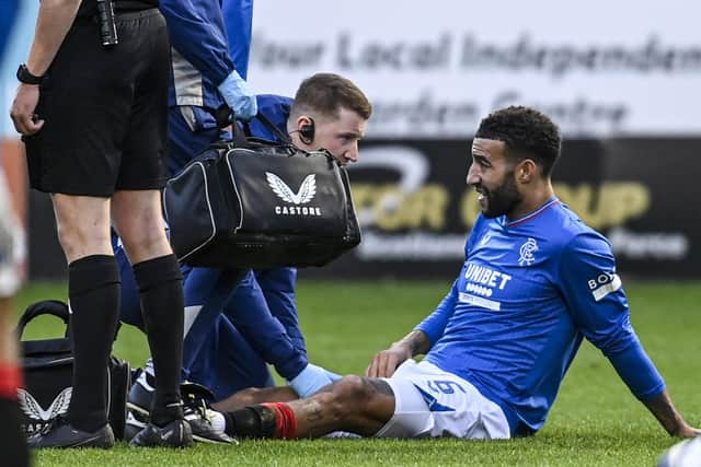 Rangers' Connor Goldson came off late with an injury.