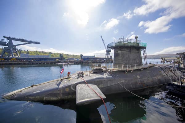 The Vanguard-class submarine HMS Vigilant, one of the UK's four nuclear warhead-carrying submarines, at HM Naval Base Clyde, Faslane (Picture: James Glossop/pool/AFP via Getty Images)
