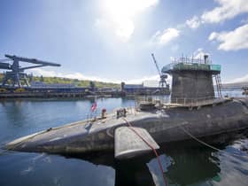 The Vanguard-class submarine HMS Vigilant, one of the UK's four nuclear warhead-carrying submarines, at HM Naval Base Clyde, Faslane (Picture: James Glossop/pool/AFP via Getty Images)