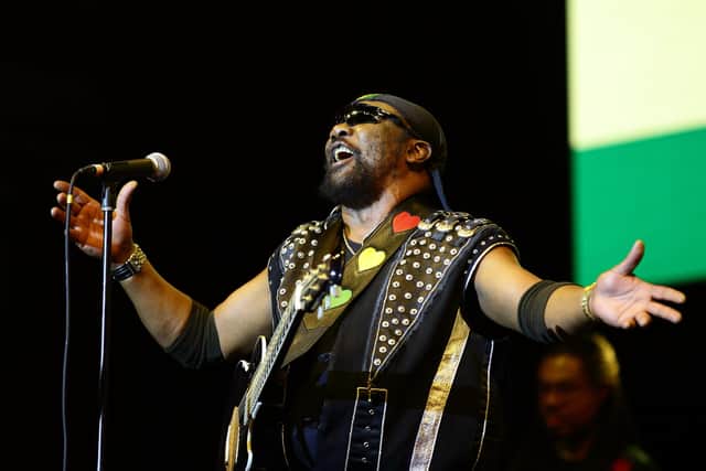 The late Toots Hibbert of Toots and the Maytals performs on stage during day one of Formula 1 Singapore Grand Prix at Marina Bay Street Circuit on September 20, 2019 in Singapore.  (Photo by Suhaimi Abdullah/Getty Images)