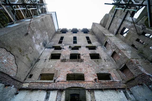 The interior view up through the floors in the west side of the Glasgow School of Art's Mackintosh Building in Glasgow. Picture: Jane Barlow/PA Wire