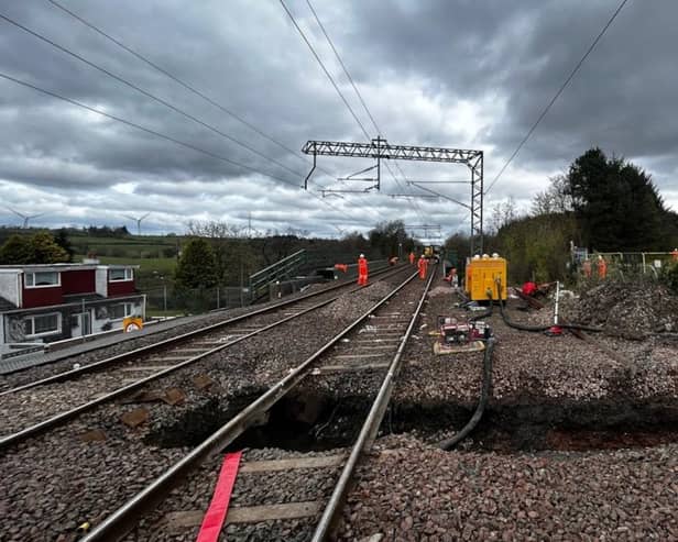 The sinkhole was discovered by track engineers on April 21 and the line has been closed to allow investigation work to be undertaken