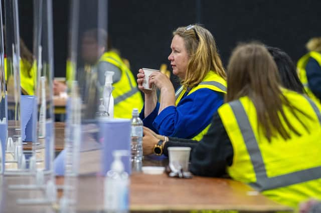 Election staff prepare to count the ballots at Ingliston near Edinburgh (Picture: Lisa Ferguson)