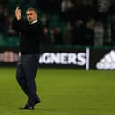 Celtic boss Ange Postecoglou applauds the Parkhead support after the 3-0 second-leg victory over Jablonec. Picture: SNS