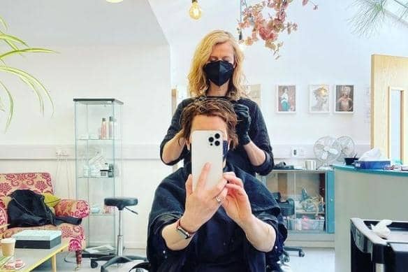 Nicola Sturgeon took a selfie to mark a momentous day as hairdressers and other businesses re-opened (Picture: Nicola Sturgeon).