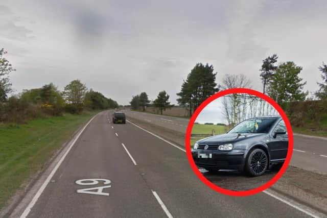 A black VW Golf, like the one pictured, was caught speeding at 143mph on the A9.