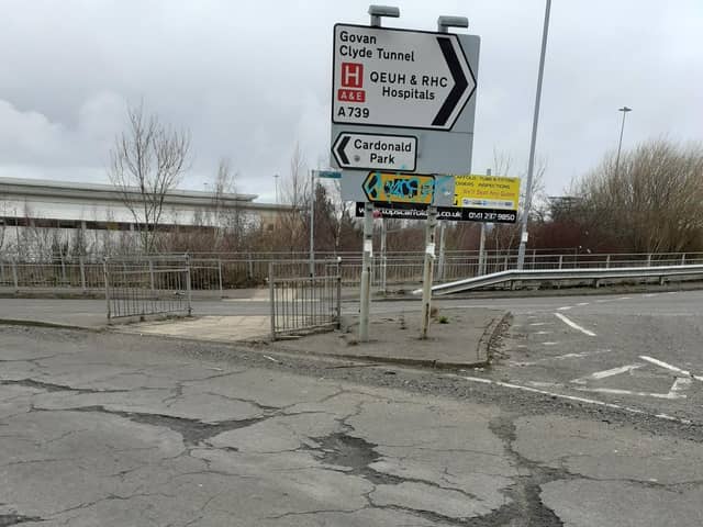 Fifty Pitches Road road in the Cardonald area of Glasgow. Picture: Potholes Make Glasgow