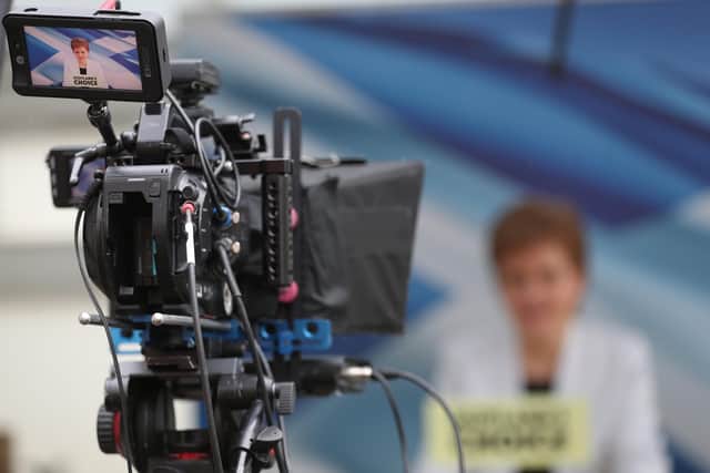 Scotland's First Minister Nicola Sturgeon rehearses her SNP campaign conference speech. Picture: Russell Cheyne - Pool/Getty Images
