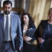 Humza Yousaf arrives for First Minister's Questions in the Scottish Parliament, accompanied by his deputy Shona Robison. Picture: Jeff J Mitchell/Getty Images